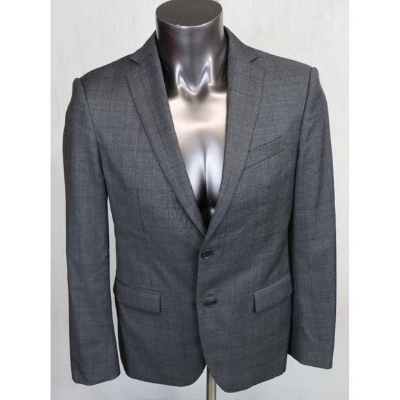 Men John Varvatos Loro Piana 2 Button Jacket Size 40S Gray Merino Wool Zelander